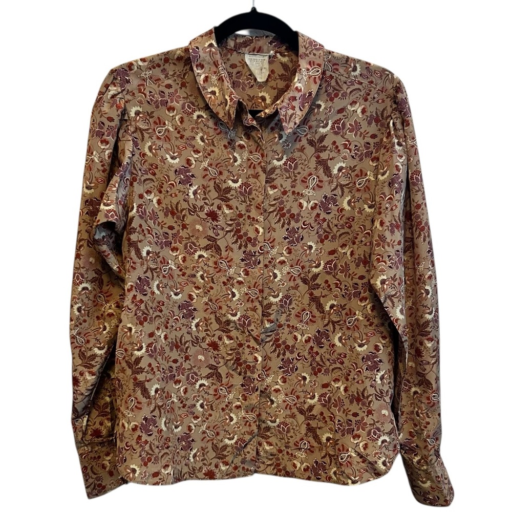 Vintage Long Sleeve Floral Print Blouse Size 10
